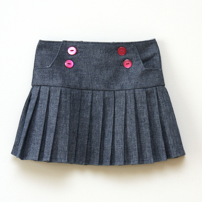 Cute buttons and pleats - Schoolday Skirt by Blank Slate Patterns sewn by Things for Boys